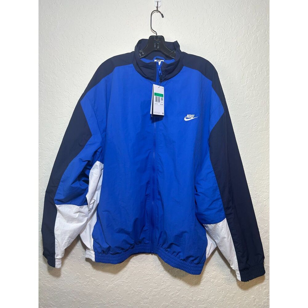 Nike Club Woven Track Jacket Men's XL Blue White Oversized NWT